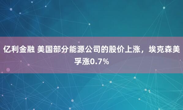 亿利金融 美国部分能源公司的股价上涨，埃克森美孚涨0.7%