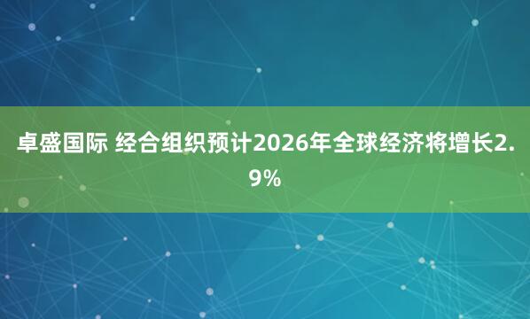 卓盛国际 经合组织预计2026年全球经济将增长2.9%