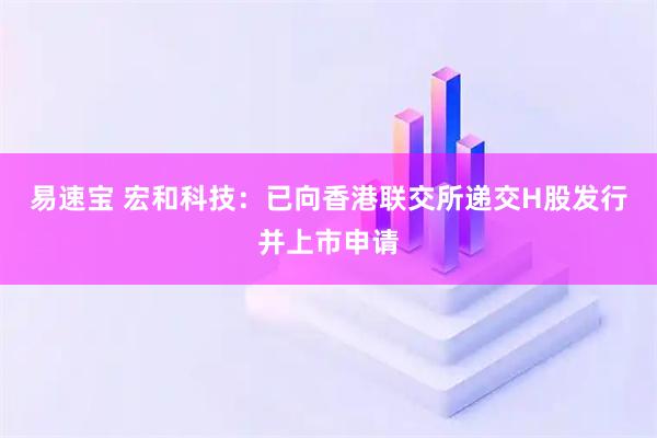 易速宝 宏和科技：已向香港联交所递交H股发行并上市申请